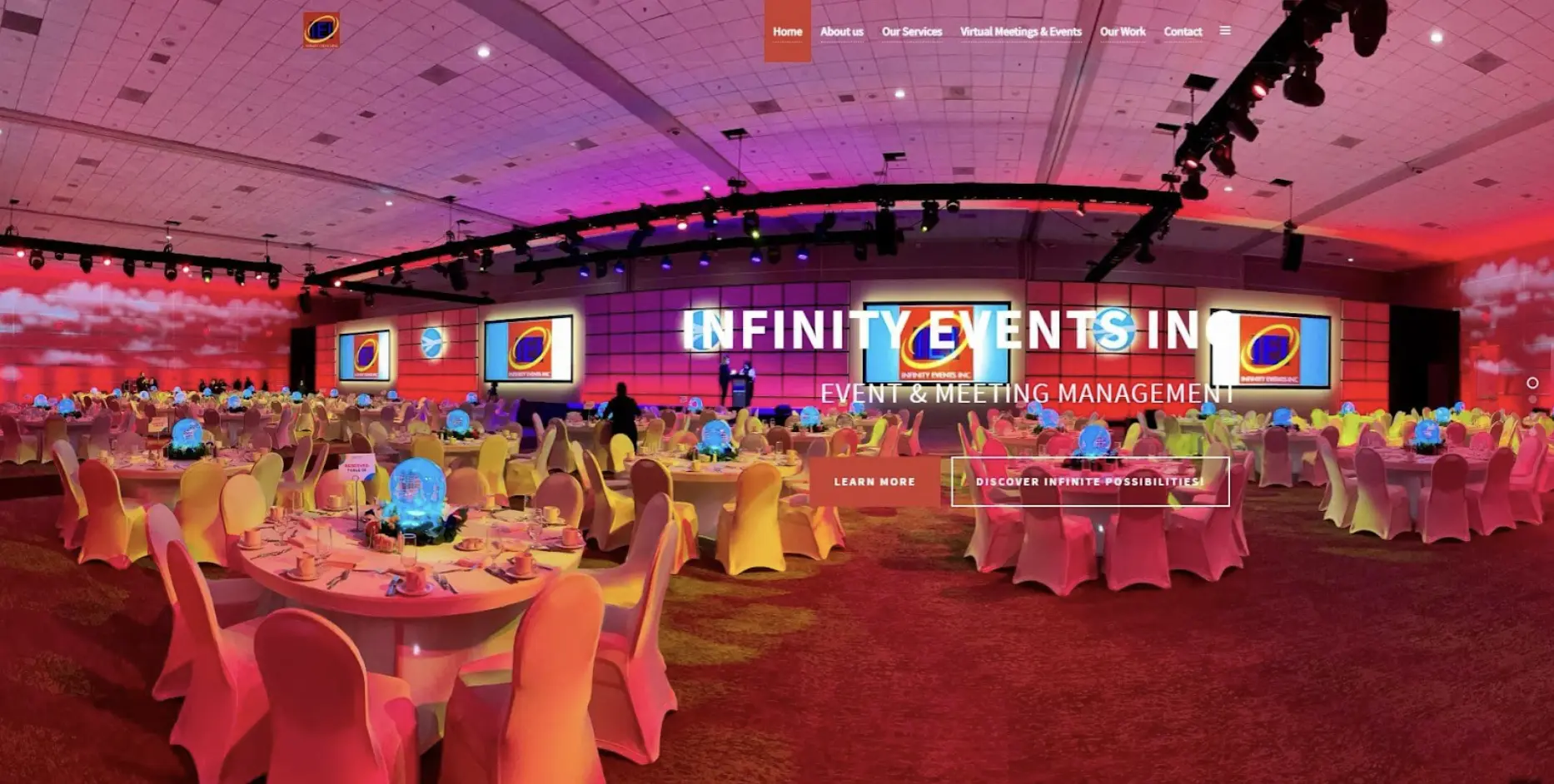 Infinity Events homepage
