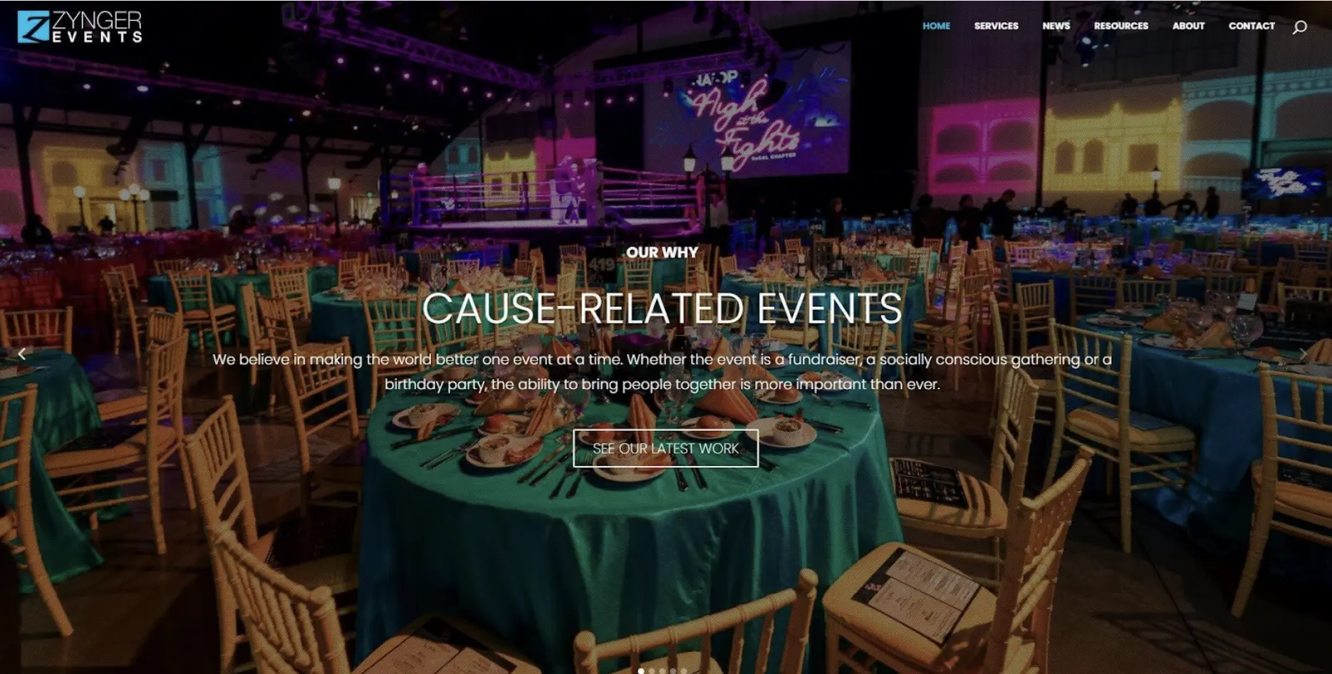 Zynger Events homepage