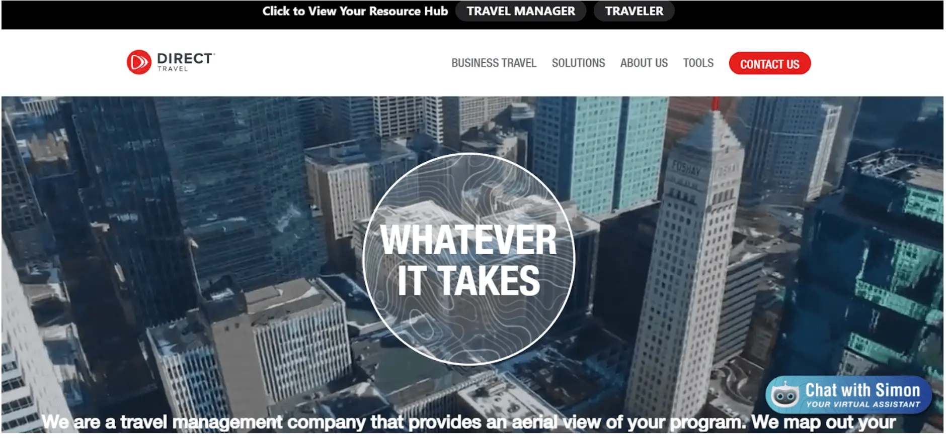 Direct Travel homepage