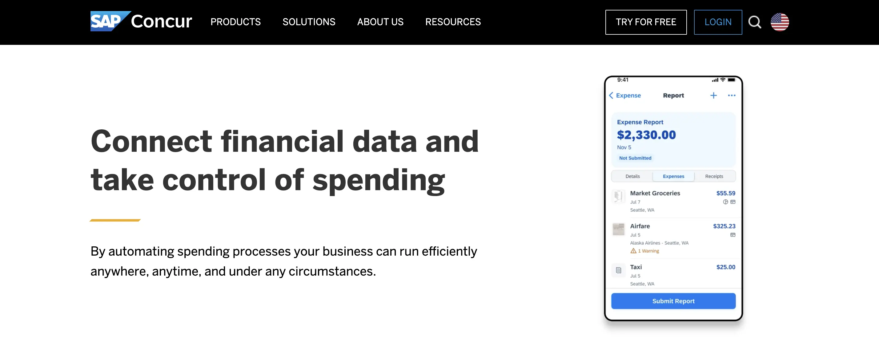 Sap Concur homepage