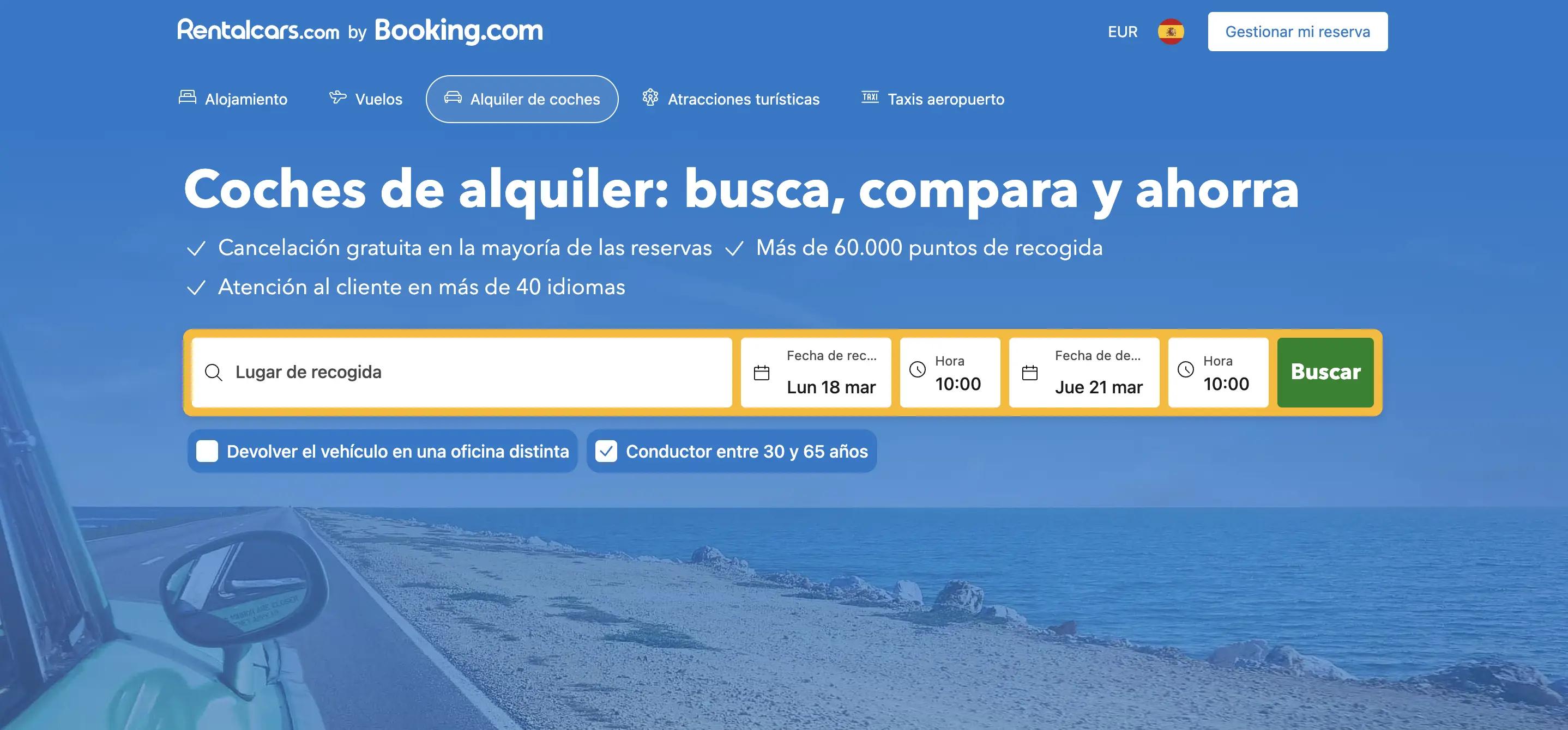 Rentalcars Homepage