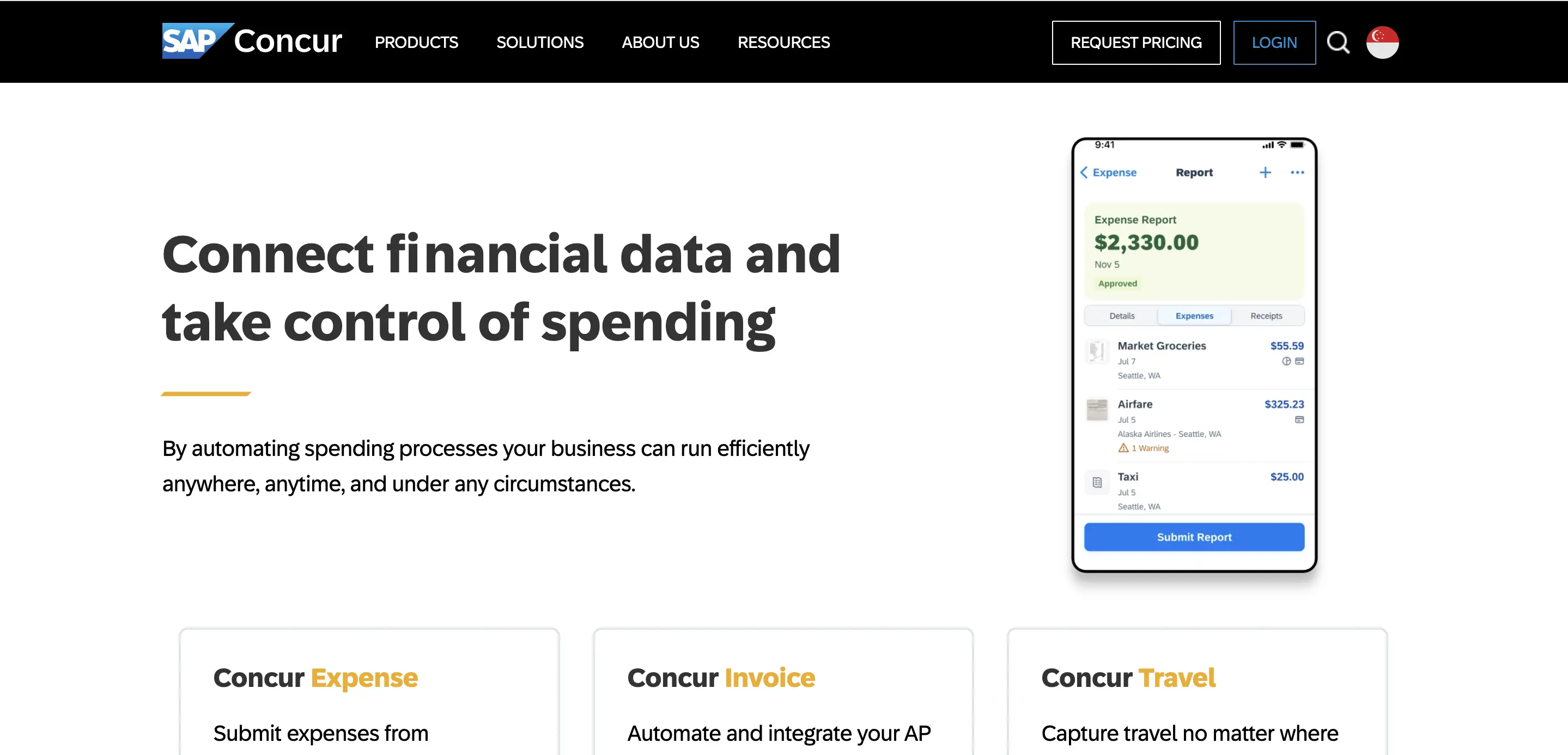 SAP Concur Singapore homepage