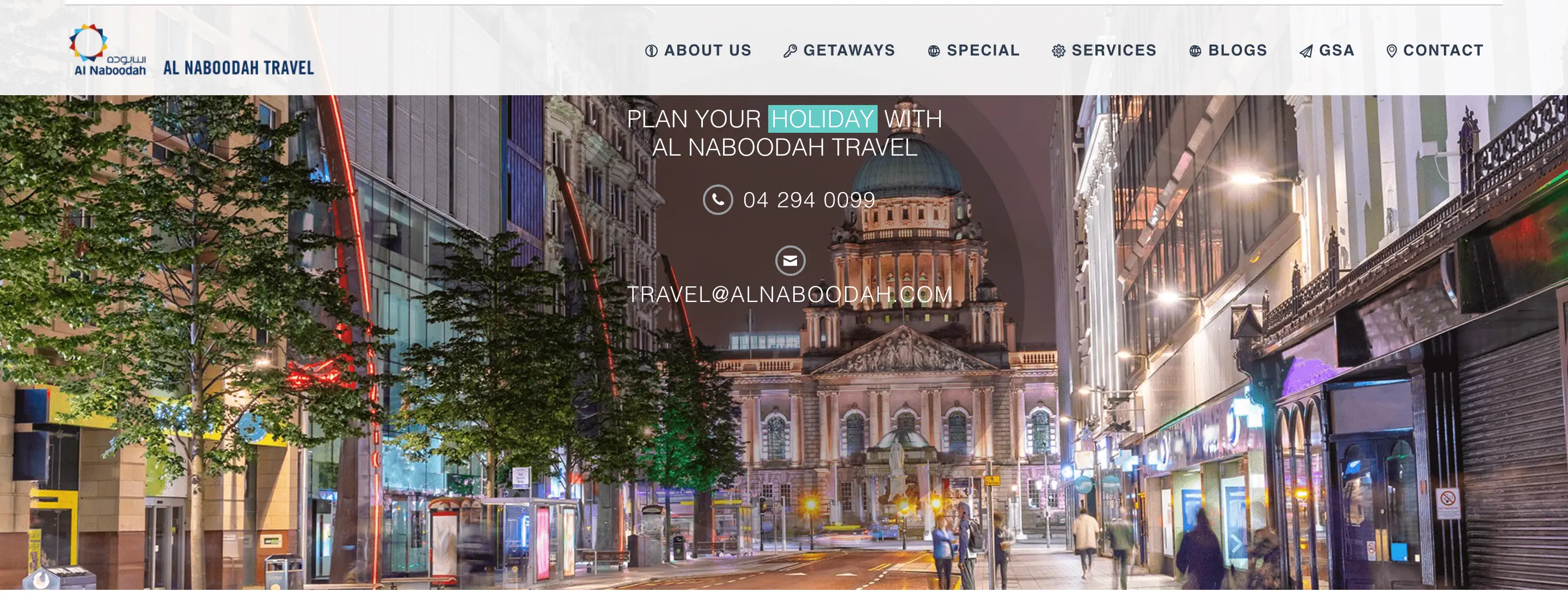 Al Naboodah Travel homepage