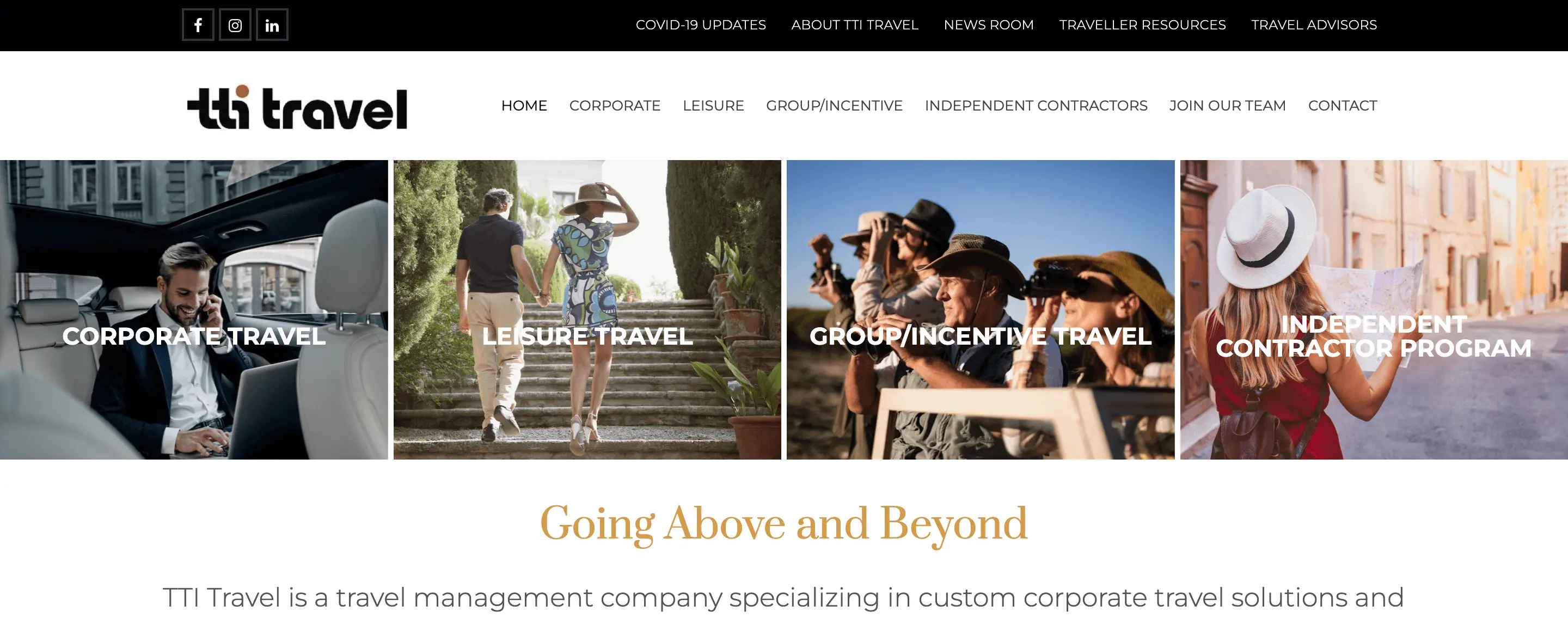 TTI Travel homepage