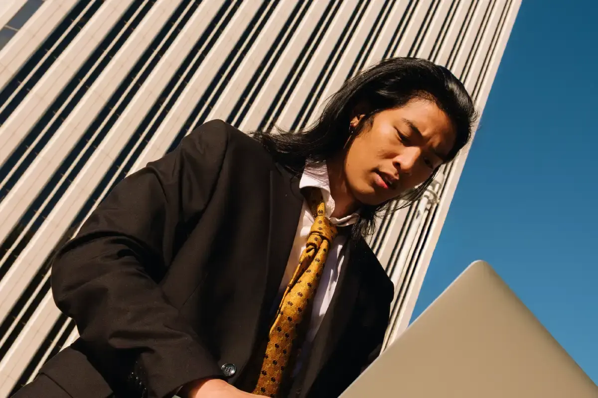 Businessman Working Outdoors