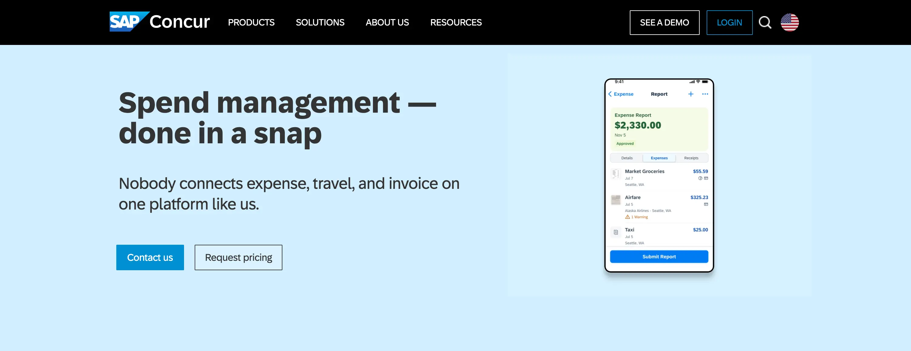 SAP Concur homepage