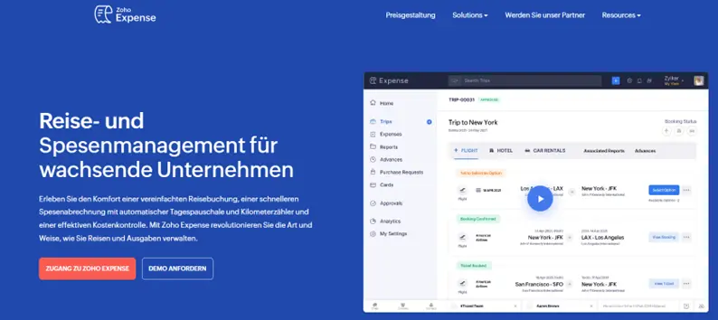 Screenshot Zoho Expense German