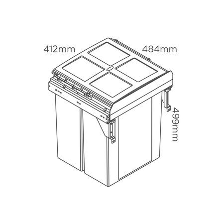 2x31L side mount pullout bin