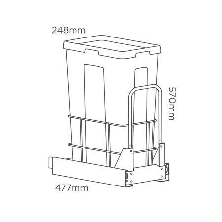 1 x 35L base mount pullout bin