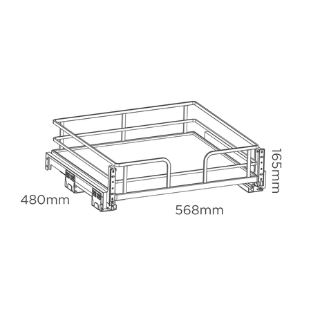 600mm pullout basket premium dark grey