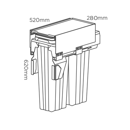 2x16L side mount pullout bin