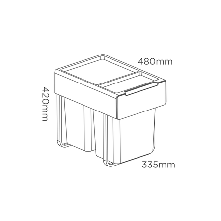 2x20L base mount pullout bin