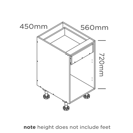 450mm 1 door 1 drawer base cabinet