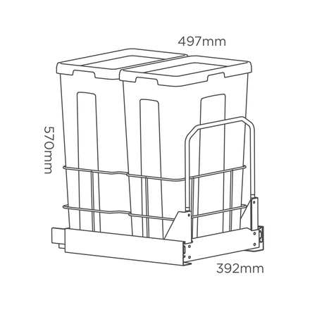 2 x 35L base mount pullout bin