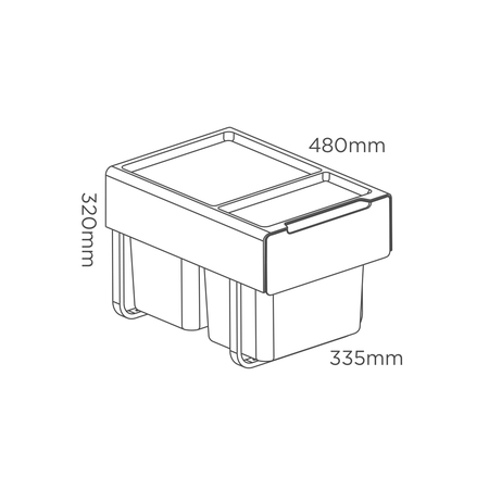 2x15L base mount pullout bin