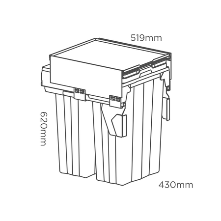 2x38L side mount pullout bin