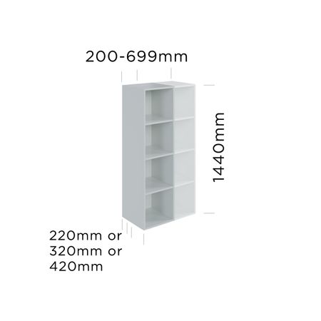 customisable tall medium pantry open shelf