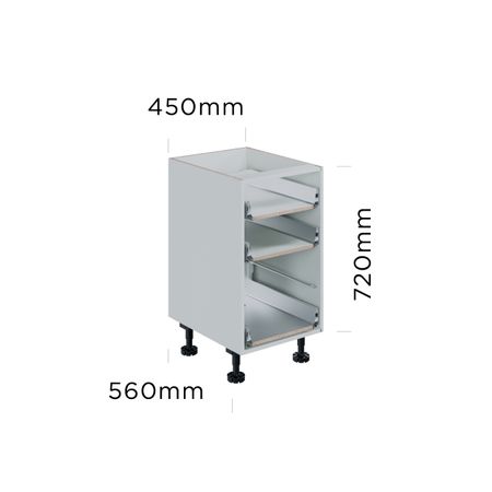 450mm 3 drawer base cabinet (metal sided)