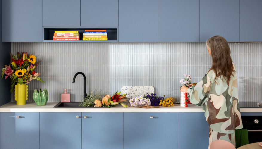 Transform your space with customisable open shelves from kaboodle kitchen