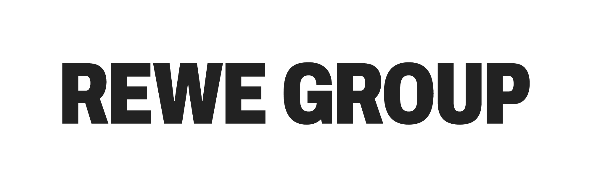 Text REWE GROUP in schwarz auf weißen Hintergrund