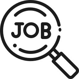 Eine Lupe, in der Mitte steht das Wort JOB