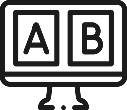 Ein Computerbildschirm mit zwei gleich großen Feldern in der Ansicht, aufgeteilt in A und B