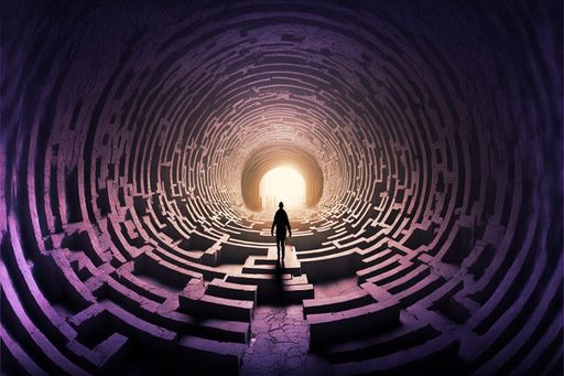Man standing in the tunnel. Many ways
