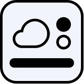 A minimalistic icon depicting a cloud and button-like features.