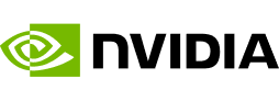 Green eye-like emblem next to the text "NVIDIA" in black lettering.