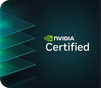 NVIDIA Certified logo with green geometric layers on a dark background.