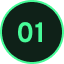 Green circle with tbe number 1 inside.