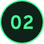 Green circle with tbe number 2 inside.