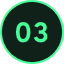 Green circle with tbe number 3 inside.