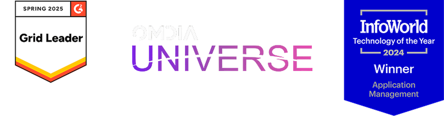 Three awards: Grid Leader Spring 2023, Omdia Universe Leader, and InfoWorld Technology of the Year 2024 for Application Management.