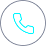Icon of a turquoise phone handset within a black circle with a gray outline, symbolizing a phone call.
