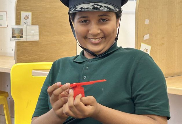 Brick Club member with Lego Bricks helicopter