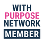 With Purpose Network Member logo in dark blue and pink