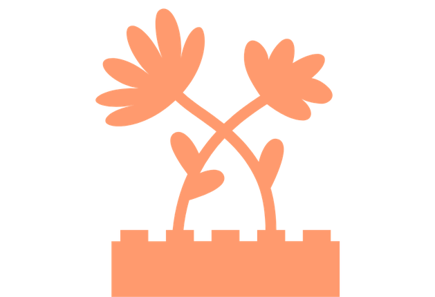 Lego Brick with flowers in peach