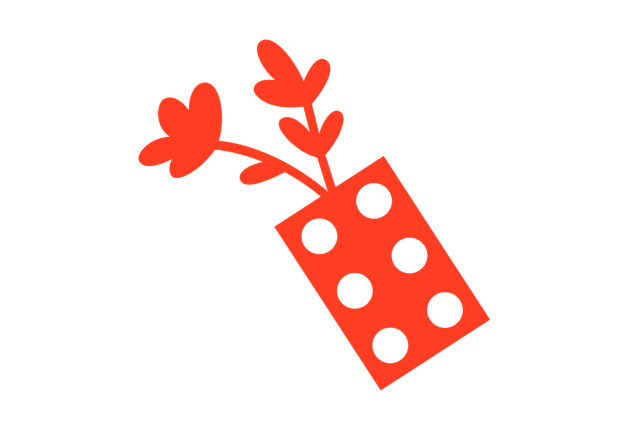 Red Lego Brick with leaves