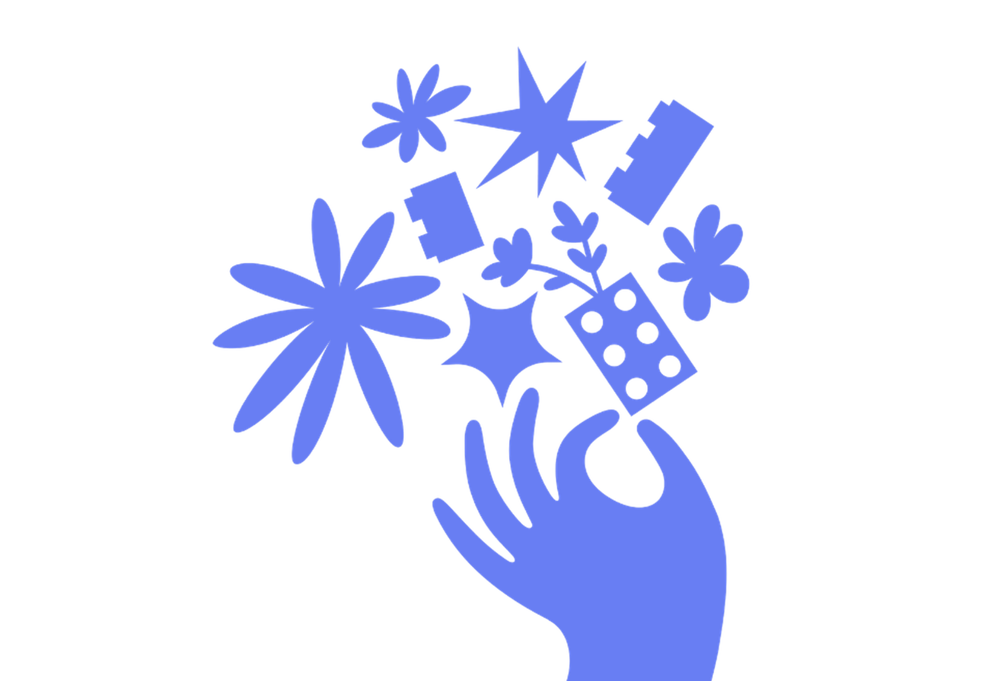 Blue hand with Lego Bricks