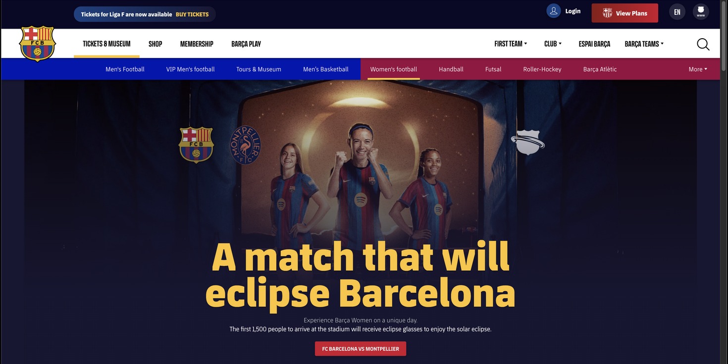 The official FC Barcelona women's football tickets page