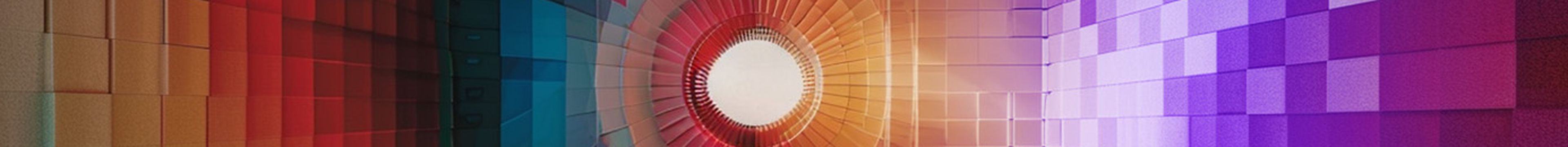 A 3D render of a room made of colour swatches