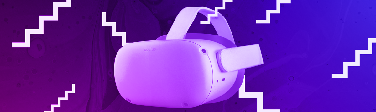 VR headset on neon background.