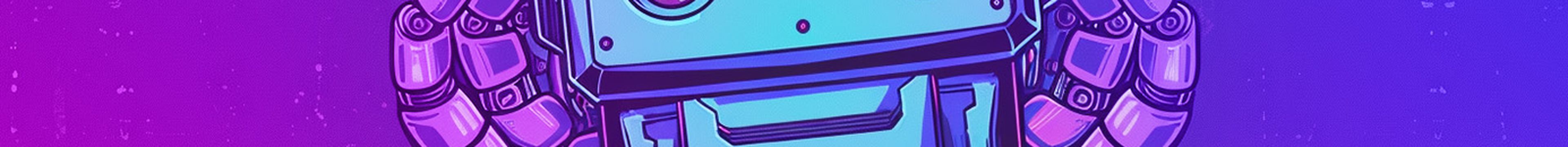 A retro style robot head being held in robotic hands