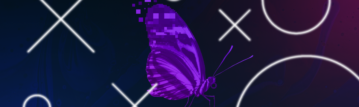Butterfly with digital glitch effect.