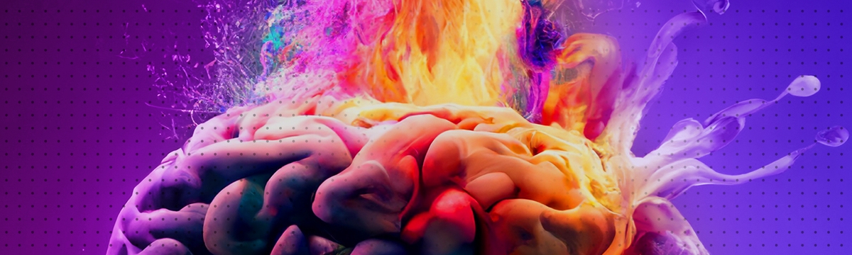 a brain exploding with colour