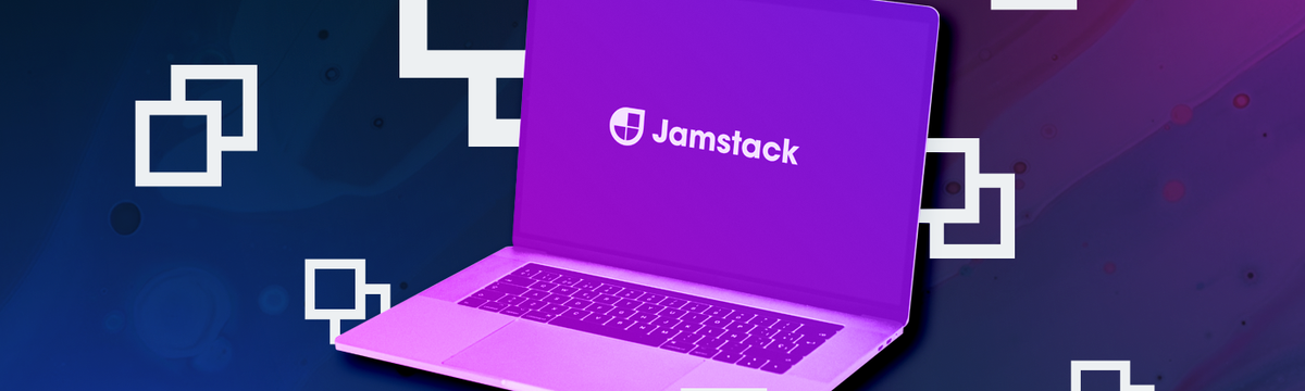 Laptop with Jamstak logo on screen