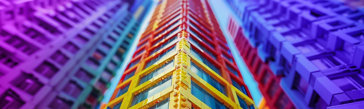 A skyscraper made from LEGO bricks representing scalable growth