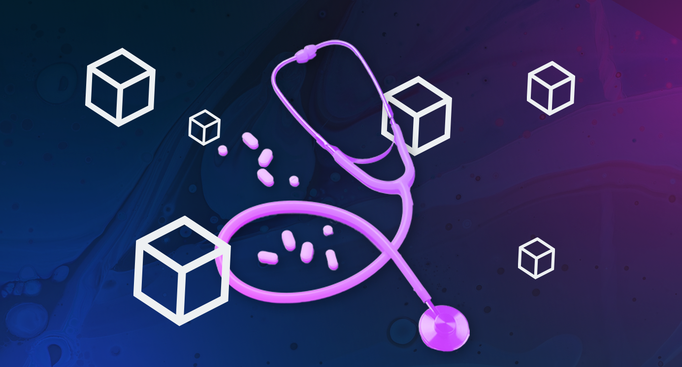Stethascope with generic cube wireframe product icons
