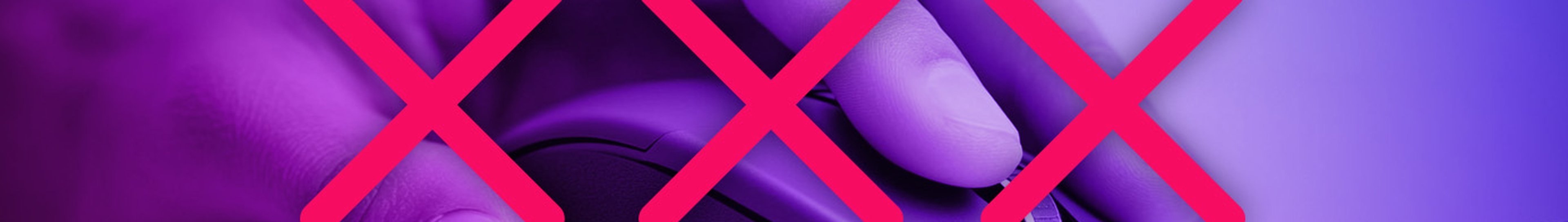 a hand on a computer mouse with 3 big crosses over the top